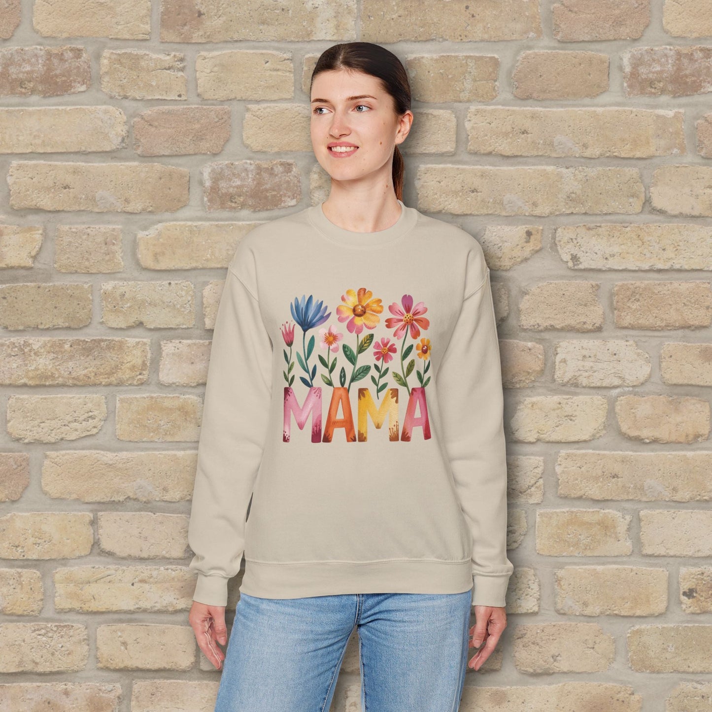 Graphic & Text Wildflower Mama Sweatshirt - Vibrant Styles