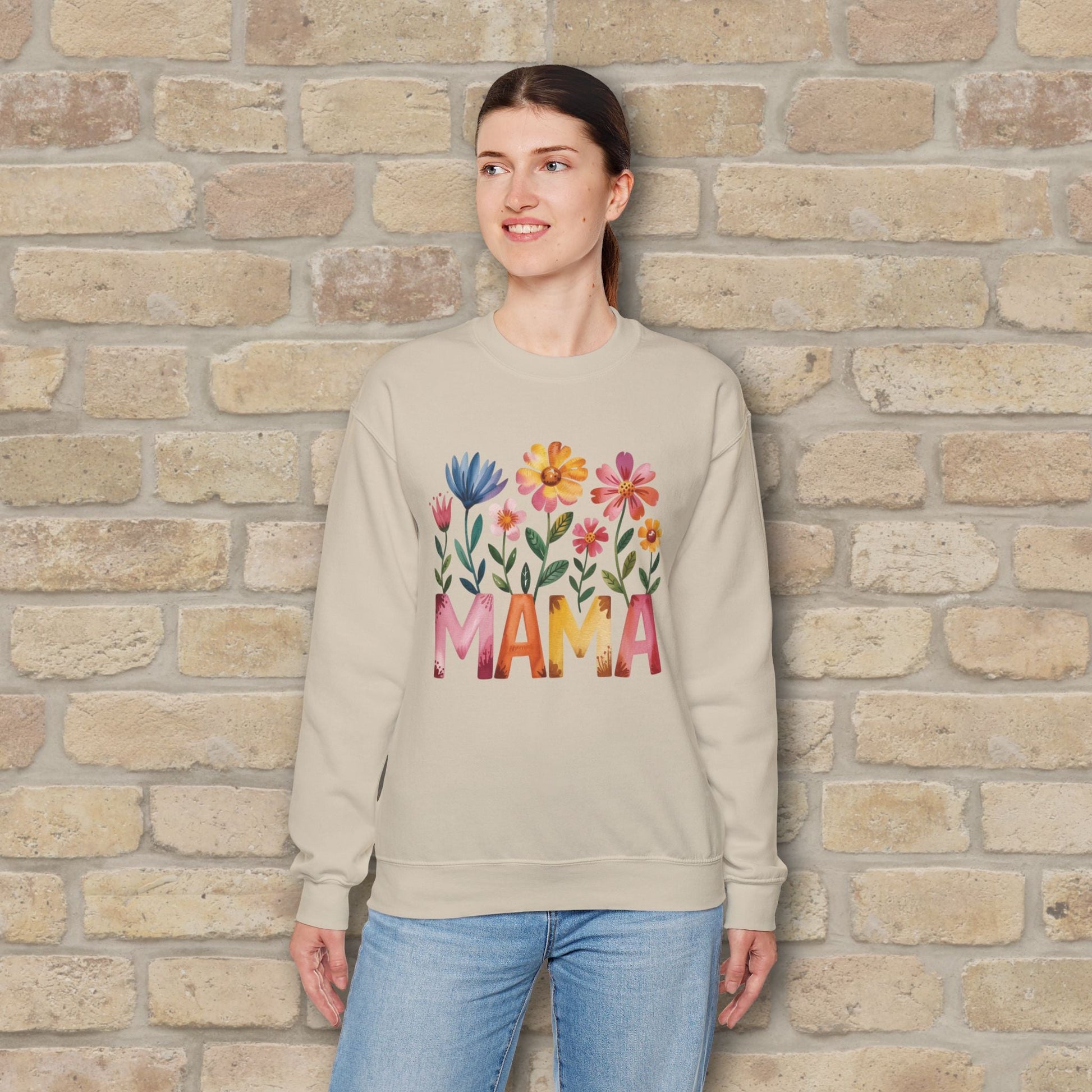 Graphic & Text Wildflower Mama Sweatshirt - Vibrant Styles