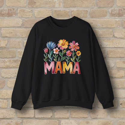 Graphic & Text Wildflower Mama Sweatshirt - Vibrant Styles